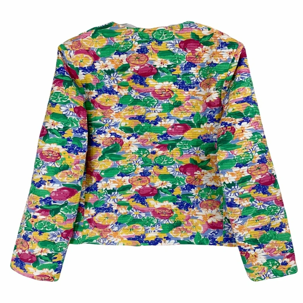 Vintage Margaret Smith Bright and Bold Floral Blazer, Made in the USA - Picture 6 of 12